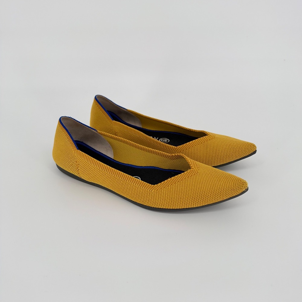 Rothy's The Pointed Toe Ballet Flats Women 7.5 Yellow Sustainable Knit Washable